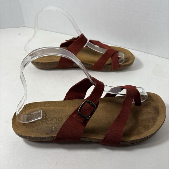 Yokono Sandals Womens Size 8 Flip Flop Red Toe Strappy Leather Cork‎ Adj G1 - Picture 7 of 10